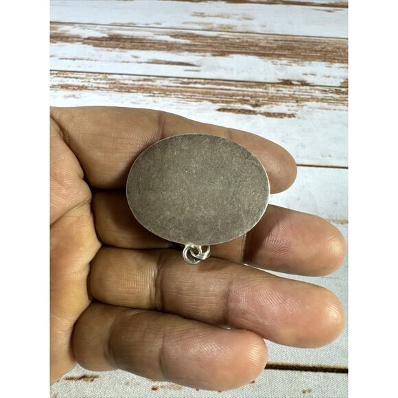 Sterling With Onyx Oval Pendant 92.5 - Picture 5 of 5